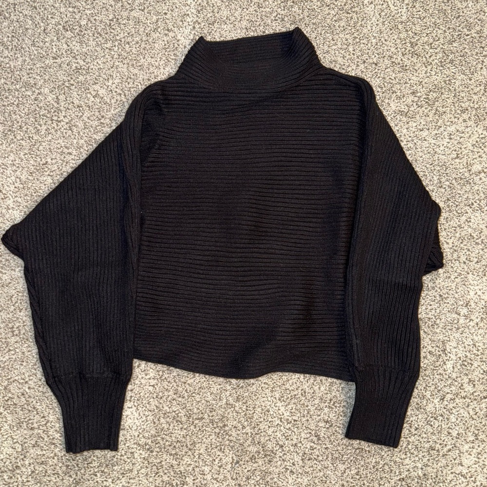 Anthropologie Black Ribbed Turtleneck Sweater
